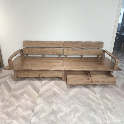 Traditional Sectional Sofa With Hidden Storage - North American Ash Wood Accent Chair For Living Room
