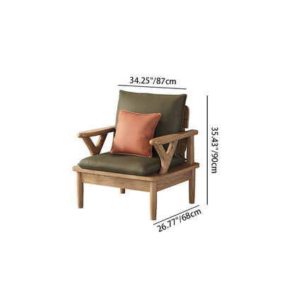 Traditional North American Ash Wood Sofa - Soft High-Resilience Cushions Accent Chair For Living Room