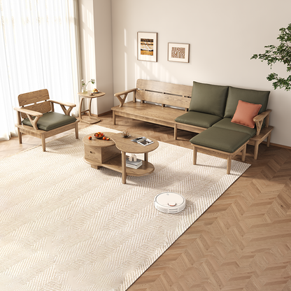 Traditional North American Ash Wood Sofa - Soft High-Resilience Cushions Accent Chair For Living Room