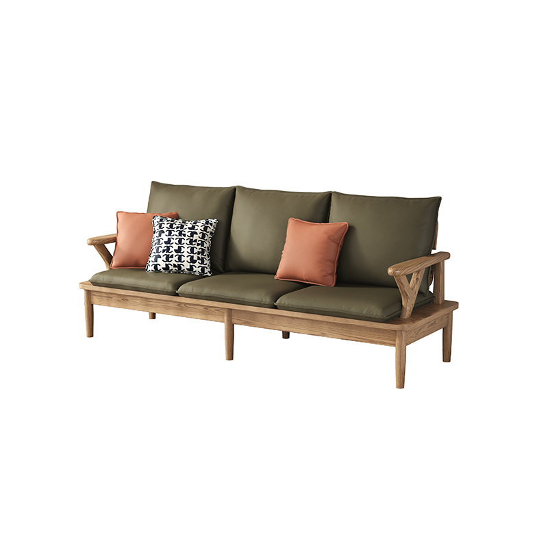 Traditional North American Ash Wood Sofa - Soft High-Resilience Cushions Accent Chair For Living Room