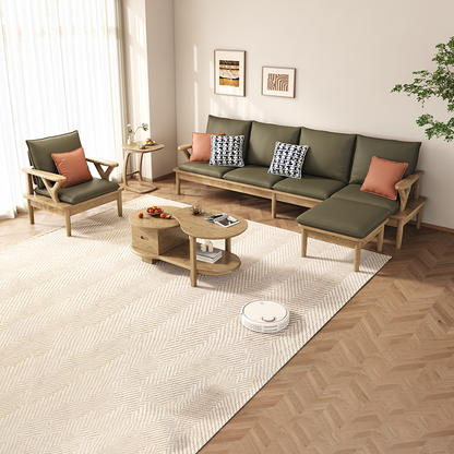 Traditional North American Ash Wood Sofa - Soft High-Resilience Cushions Accent Chair For Living Room