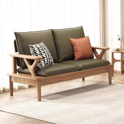 Traditional North American Ash Wood Sofa - Soft High-Resilience Cushions Accent Chair For Living Room