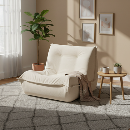 Contemporary Nordic Ergonomic Compressed Foam Sofa - Eco-Friendly High-Resilience Foam Fabric Sofa For Living Room & Bedroom