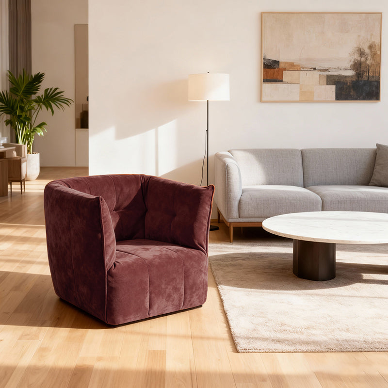 Contemporary Scandinavian U-Shape Fabric Lounge Chair Sofa - Small Space Sponge Comfy Accent Chair For Living Room