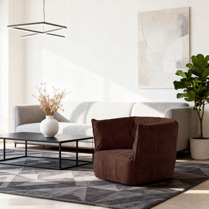 Contemporary Scandinavian U-Shape Fabric Lounge Chair Sofa - Small Space Sponge Comfy Accent Chair For Living Room