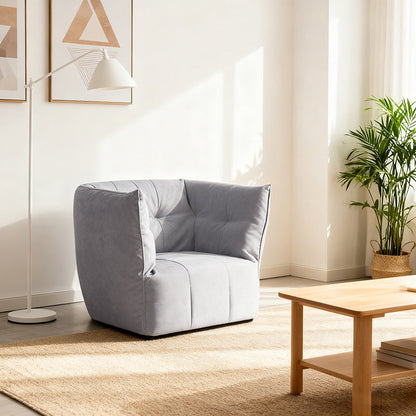 Contemporary Scandinavian U-Shape Fabric Lounge Chair Sofa - Small Space Sponge Comfy Accent Chair For Living Room