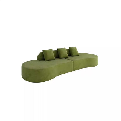Contemporary Scandinavian Curved Streamline Fabric Sofa - Low Profile Accent Chair For Living Room