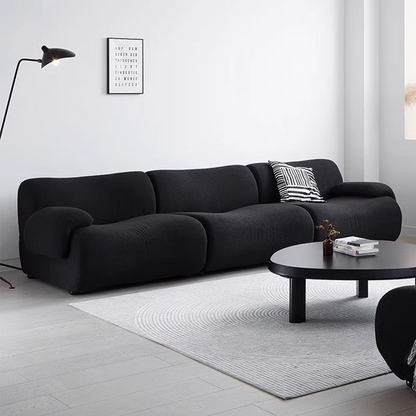 Contemporary Nordic Modular Fabric Compressed Sofa - Rounded 3-Section Accent Chair For Living Room