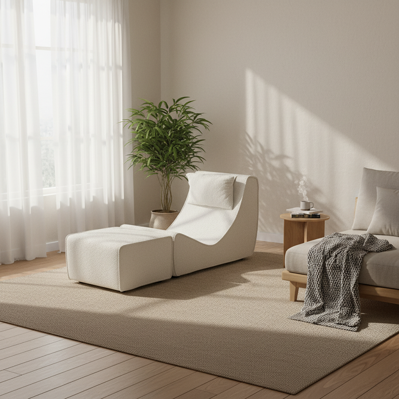Modern Minimalist Compressed Sherpa Sofa - Wave-Shaped S-Curve Lounge Chair For Living Room