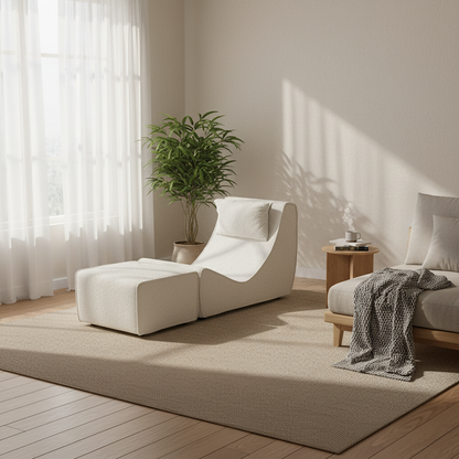 Modern Minimalist Compressed Sherpa Sofa - Wave-Shaped S-Curve Lounge Chair For Living Room