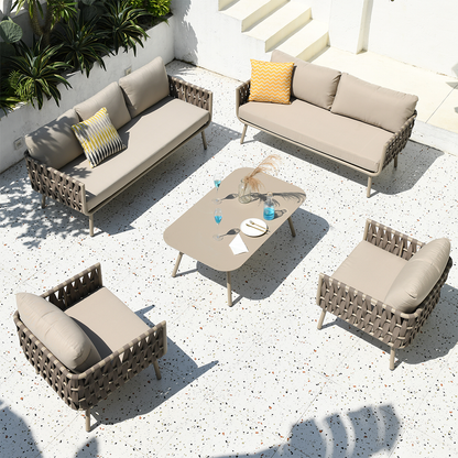 Waterproof Coastal-Inspired Aluminum Outdoor Sofa - 1/2/3-Seater For Garden & Balcony