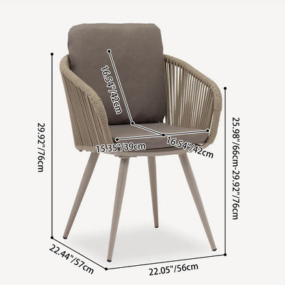Contemporary Rope Woven Outdoor Dining Chair - Aluminum Frame Accent Armchair For Garden & Balcony
