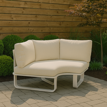 Minimalist Outdoor Teak & Aluminum Sofa - 1/2 Seater For Outdoor Patio & Garden