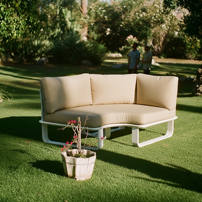 Minimalist Outdoor Teak & Aluminum Sofa - 1/2 Seater For Outdoor Patio & Garden