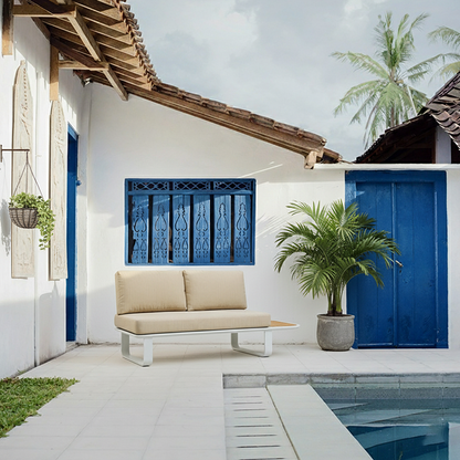 Minimalist Outdoor Teak & Aluminum Sofa - 1/2 Seater For Outdoor Patio & Garden