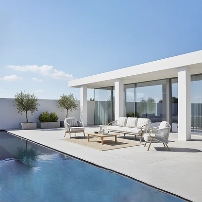Contemporary Scandinavian Outdoor Garden Resin Sofa - 1/3 Seater For Balcony & Outdoor Patio