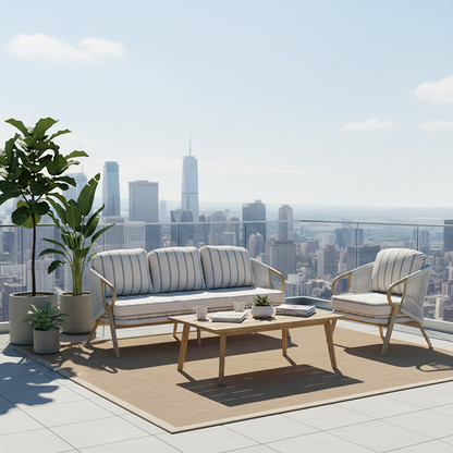 Contemporary Scandinavian Outdoor Garden Resin Sofa - 1/3 Seater For Balcony & Outdoor Patio