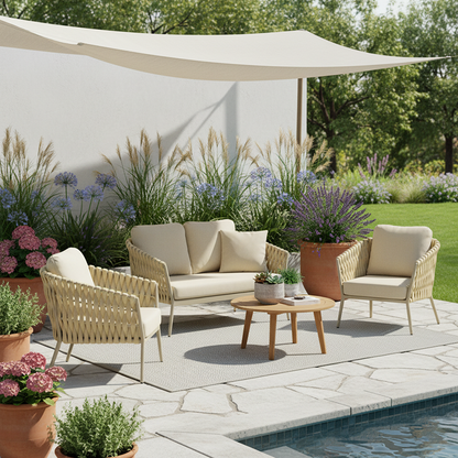 Traditional French Outdoor Rope Woven Sofa - 1/2/3 Seater For Balcony & Outdoor Patio