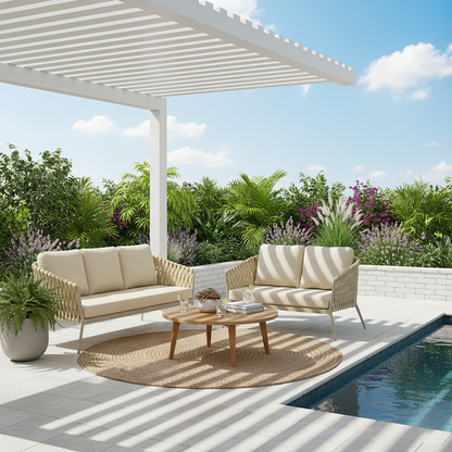 Traditional French Outdoor Rope Woven Sofa - 1/2/3 Seater For Balcony & Outdoor Patio