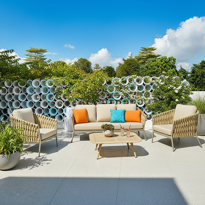 Traditional French Outdoor Rope Woven Sofa - 1/2/3 Seater For Balcony & Outdoor Patio