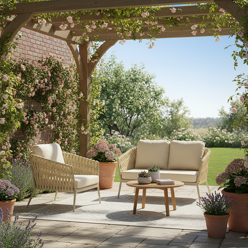 Traditional French Outdoor Rope Woven Sofa - 1/2/3 Seater For Balcony & Outdoor Patio