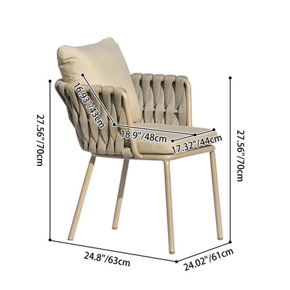Modern Aluminum Outdoor Dining Chair With Woven Backrest - Waterproof Cushion Accent Chair For Outdoor