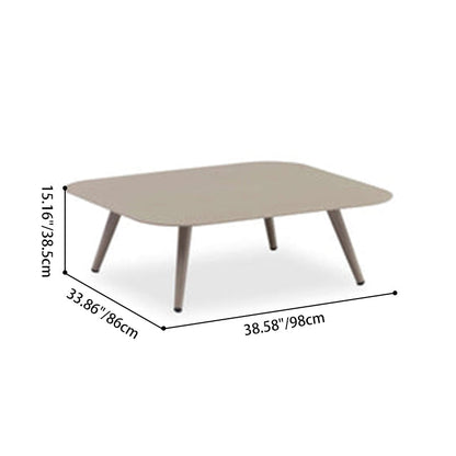 Minimalist Aluminum Side Table - Rectangle Square Accent Table With Sand-Texture Finish For Outdoor