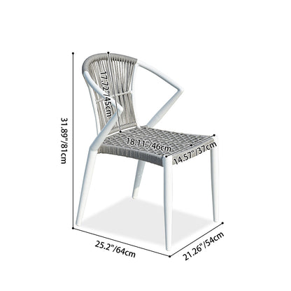 Contemporary Outdoor Dining Chair - PE Rattan Woven Aluminum Armchair For Garden