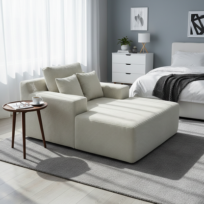 Scandinavian Lightweight Skeletal-Free Single Compression Sofa - High-Density High-Resilience Foam Corduroy Lounge Chair For Living Room