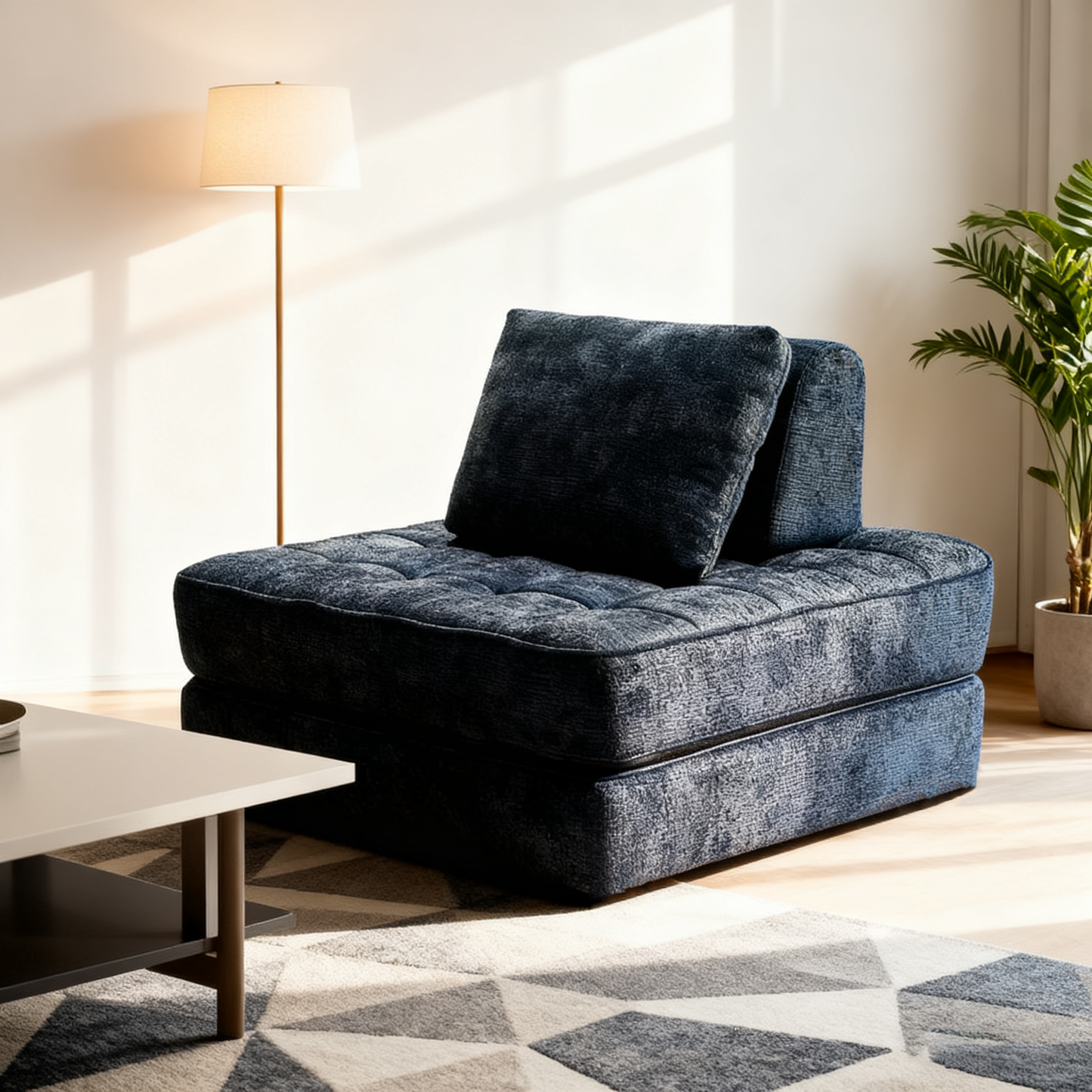 Transformable Shabby Chic Compression Sofa - High-Density High-Resilience Foam Chenille Lounge Chair For Living Room
