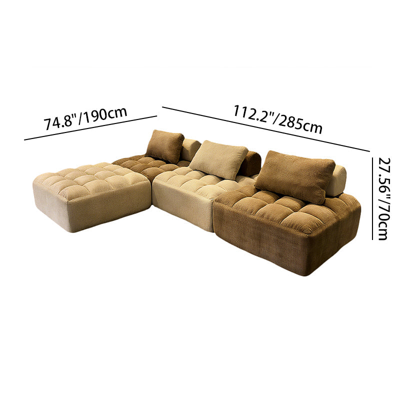 Retro Modular Free-Combination Compression Sectional Sofa - High-Density High-Resilience Foam Chenille Modular Sofa For Living Room