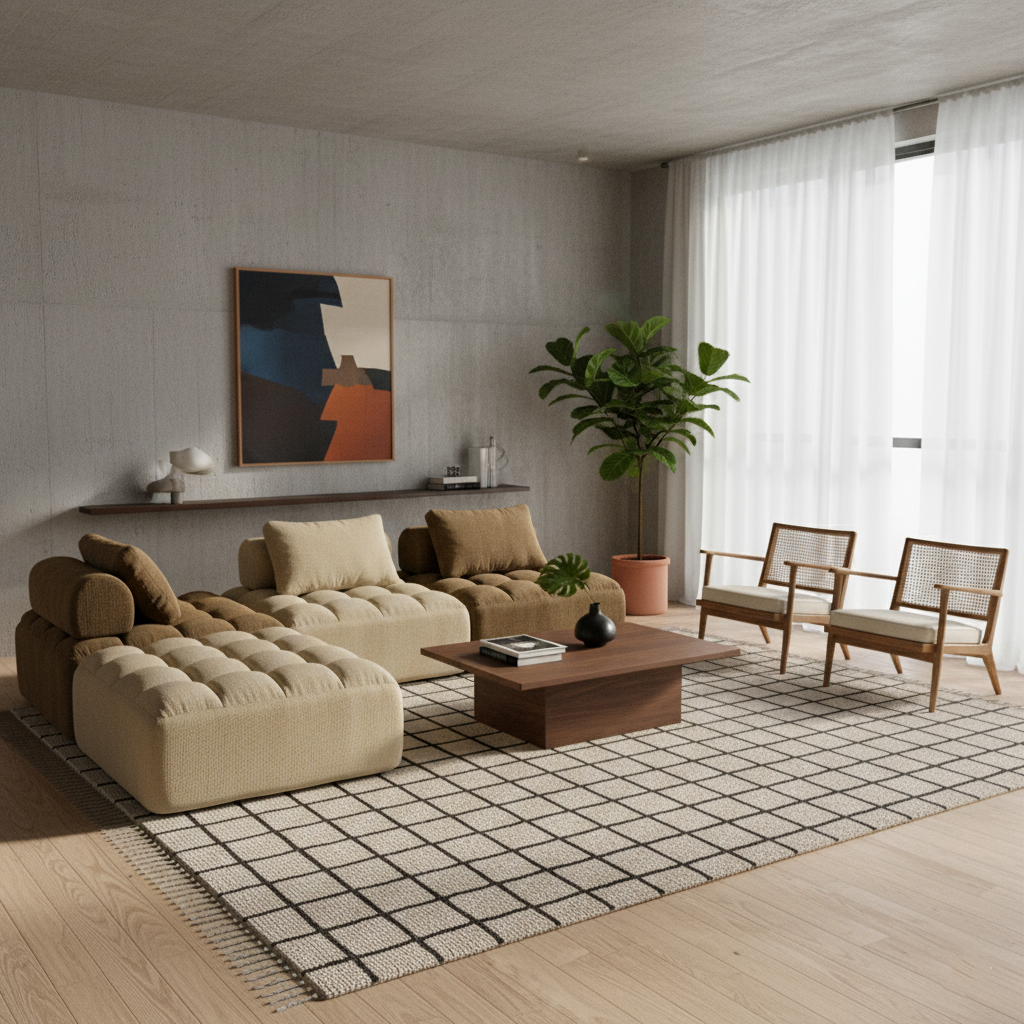 Retro Modular Free-Combination Compression Sectional Sofa - High-Density High-Resilience Foam Chenille Modular Sofa For Living Room