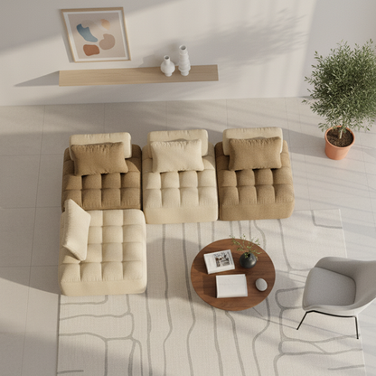 Retro Modular Free-Combination Compression Sectional Sofa - High-Density High-Resilience Foam Chenille Modular Sofa For Living Room