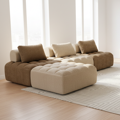 Retro Modular Free-Combination Compression Sectional Sofa - High-Density High-Resilience Foam Chenille Modular Sofa For Living Room