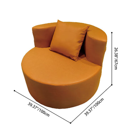 Contemporary Round Leathaire Compressed Sofa - Scandinavian High-Density Sponge Lounge Chair For Living Room