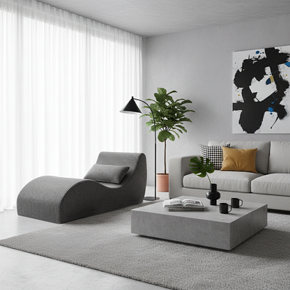 Contemporary Scandinavian Corduroy Compressed Accent Sofa - Wave-Shaped Lounge Chair For Living Room