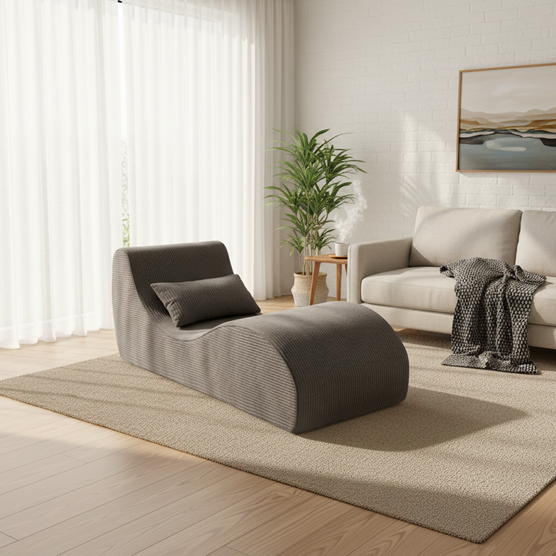 Contemporary Scandinavian Corduroy Compressed Accent Sofa - Wave-Shaped Lounge Chair For Living Room