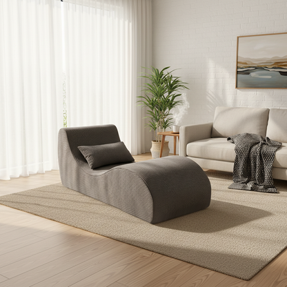 Contemporary Scandinavian Corduroy Compressed Accent Sofa - Wave-Shaped Lounge Chair For Living Room