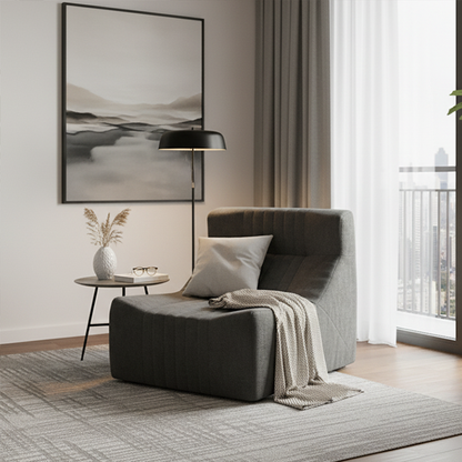 Modern Minimalist Chenille Compressed Single Sofa - Geometric Block Lounge Chair For Living Room