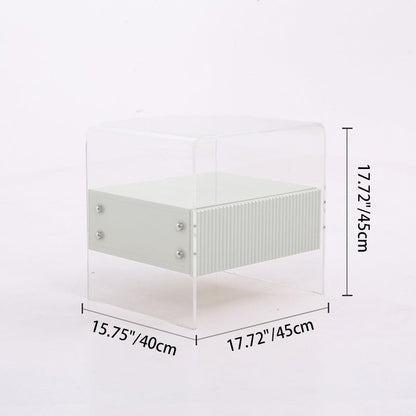 Transparent Acrylic Nightstand - Minimalist Sturdy U-Shaped Support Legs Bedside Table 1-Drawer For Bedroom & Living Room