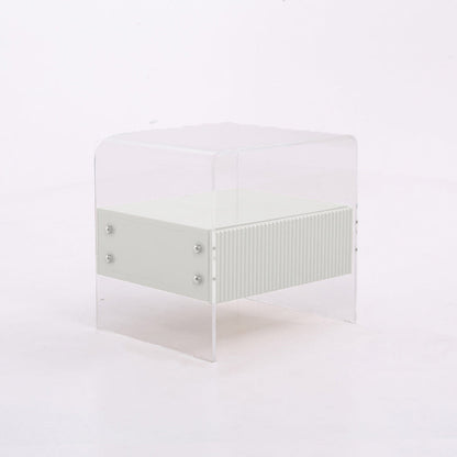 Transparent Acrylic Nightstand - Minimalist Sturdy U-Shaped Support Legs Bedside Table 1-Drawer For Bedroom & Living Room