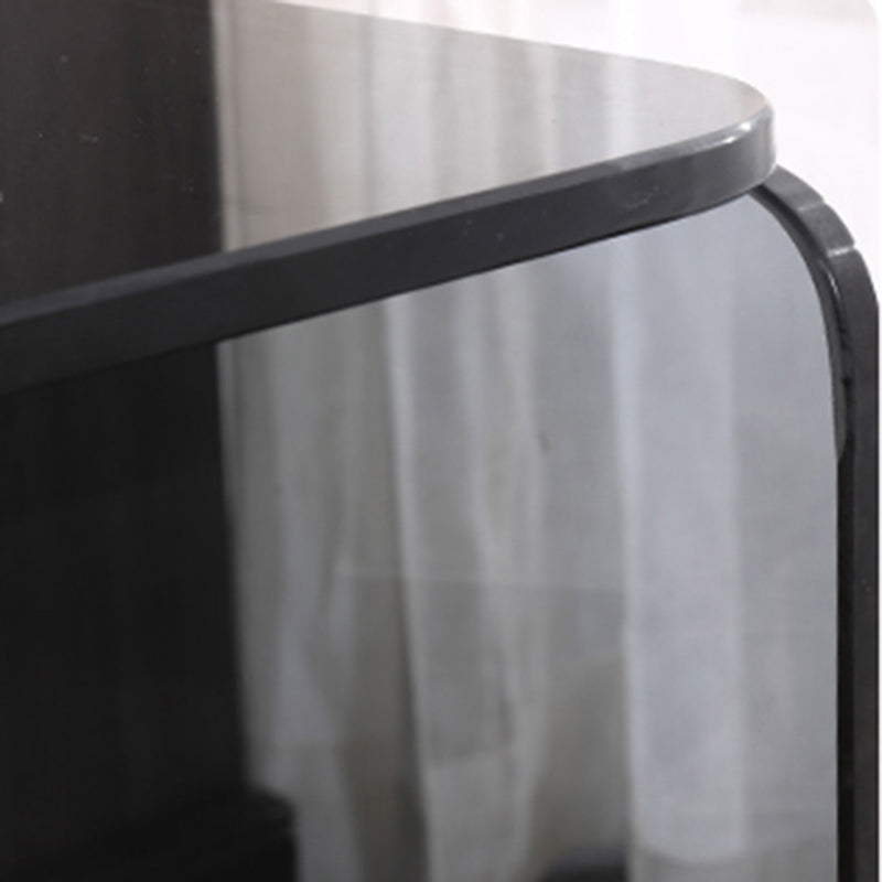 Clear Texture Nightstand - Transparent Tempered Glass Bedside Table 1-Drawer For Bedroom & Living Room