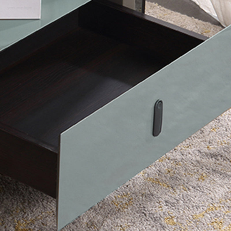 Clear Texture Nightstand - Transparent Tempered Glass Bedside Table 1-Drawer For Bedroom & Living Room