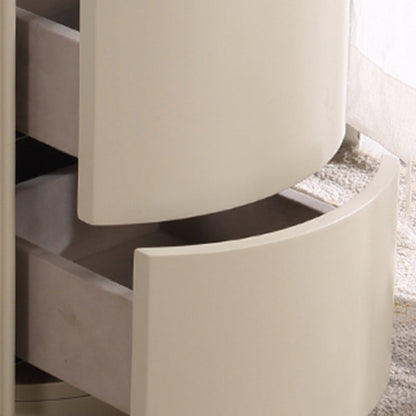 Contemporary Luxury Cylindrical Nightstand - Press-to-Open Bedside Table 2-Drawer For Bedroom