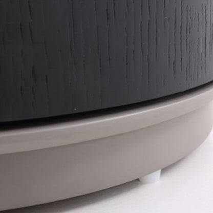 Modern Minimalist Smoked Wood Nightstand - High-Quality Round Design Bedside Table 2-Cabinet For Bedroom & Living Room