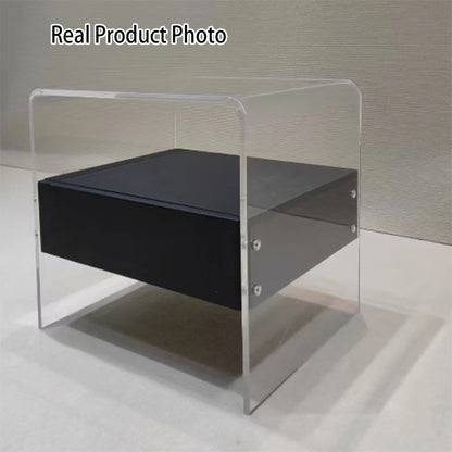 Acrylic Industrial-Style Nightstand - Functional Aesthetics Rectangular Bedside Table 1-Drawer For Bedroom & Living Room