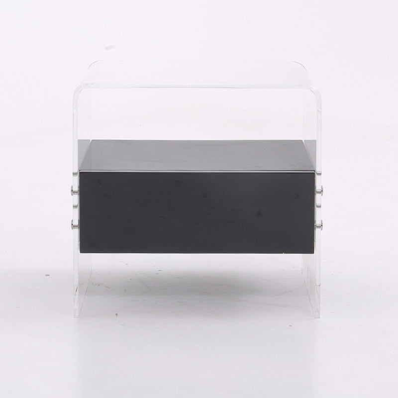Acrylic Industrial-Style Nightstand - Functional Aesthetics Rectangular Bedside Table 1-Drawer For Bedroom & Living Room
