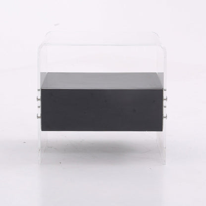Acrylic Industrial-Style Nightstand - Functional Aesthetics Rectangular Bedside Table 1-Drawer For Bedroom & Living Room