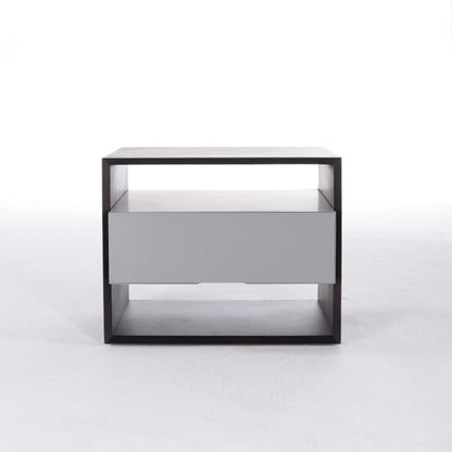 Contemporary Industrial Nightstand - Versatile Style & Ultra-Minimalist Hidden Handle Bedside Table 2-Drawer For Bedroom
