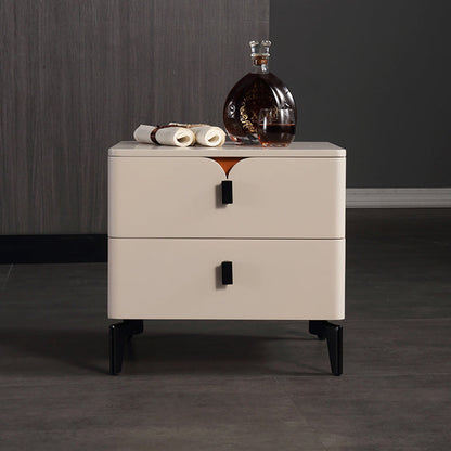 Eco-Friendly E1 Grade MDF Nightstand - Modern Minimalist Style Rectangular Bedside Table 2-Drawer For Bedroom